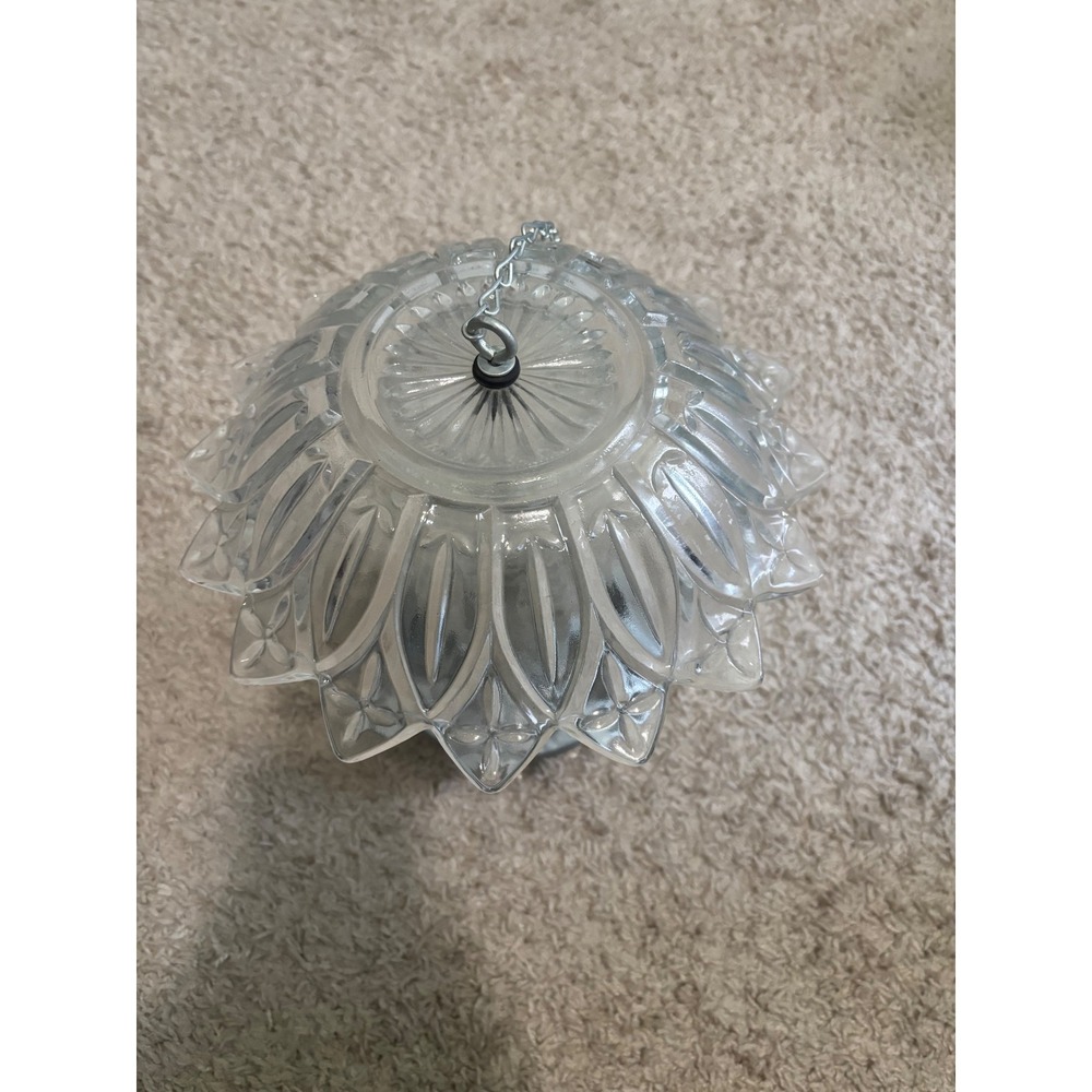 Vintage Mason Jar Glass Bird Feeder Hanging GardenDecor Clear PressedGlassFlower